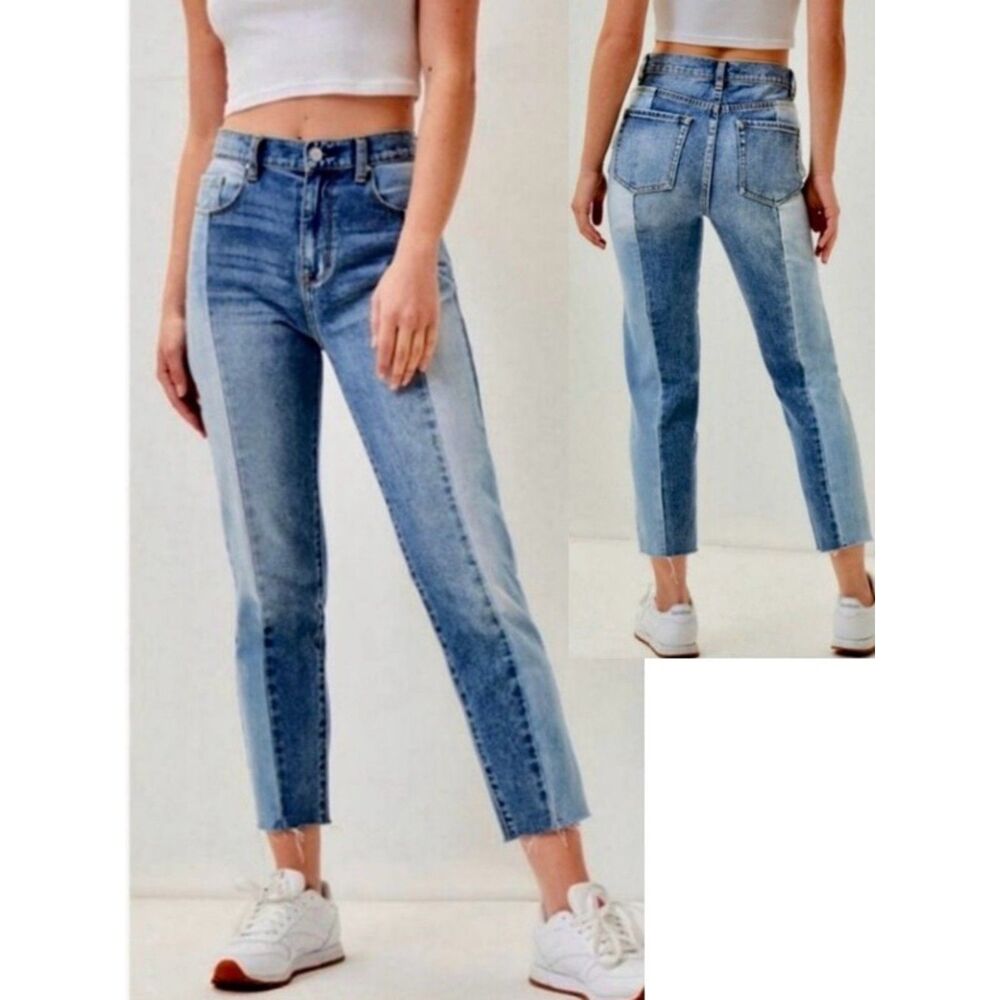 Pacsun Vintage Icon Two Tone Raw Hem High Rise Denim Jeans Women’s Size 27